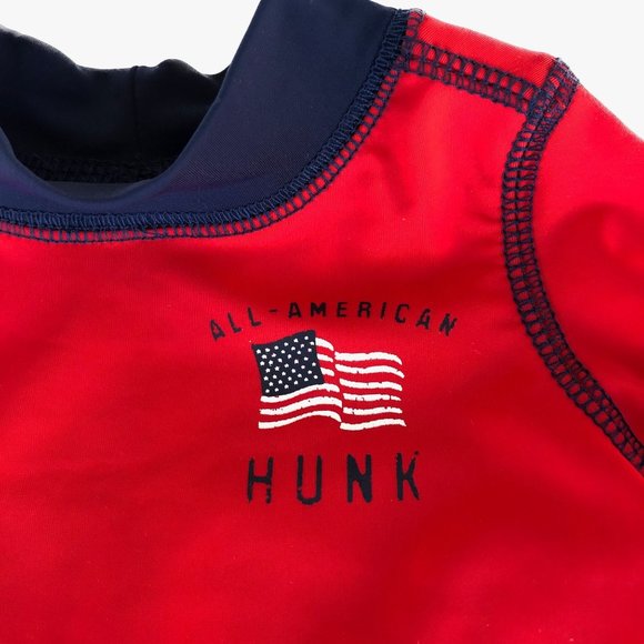 Carter's Baby Boy 2 Piece Swim Set, Red White Blue Trunks/Rash Guard Long Sleeve - Picture 5 of 11